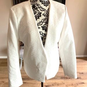 Michael Kors white floral jacquard blazer SZ 16